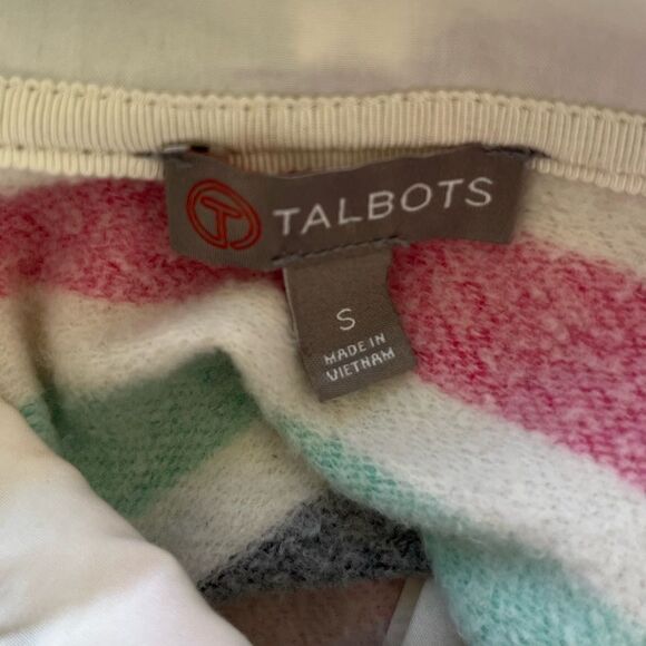 Talbots striped button front sweatshirt with stand up collar, size Small - Picture 5 of 5